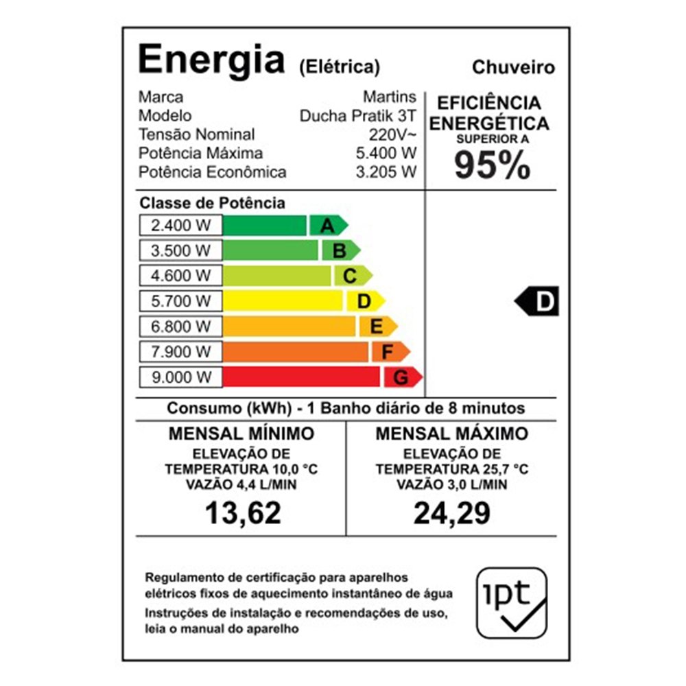 Chuveiro Ducha Pratik 3 Temperaturas Preto 5400w 220v