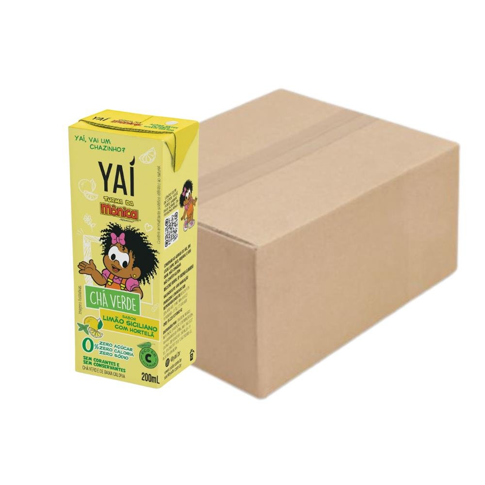 Chá Verde Yaí Turma Da Mônica Limão Siciliano Com Hortelã Caixa Com 27 Unidades De 200ml