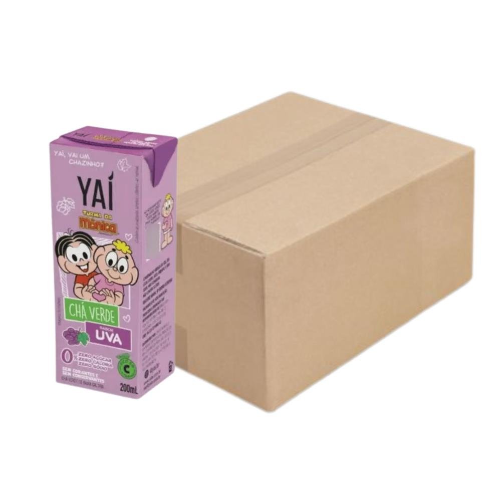 Chá Verde Yaí Turma Da Mônica Uva Caixa Com 27 Unidades De 200ml