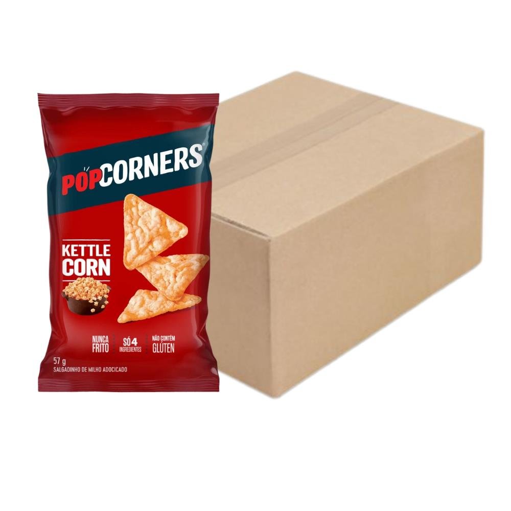 Caixa Com 20 Unidades De Salgadinho Sem Glúten Popcorners Kettle Corn 57g Pepsico