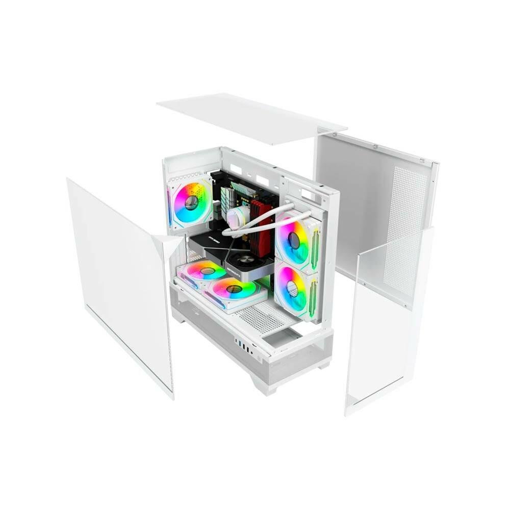 Gabinete Gamer Liketec Mahal Snow, Mid Tower, Teto e Laterais em Vidro Temperado, Branco, 2094