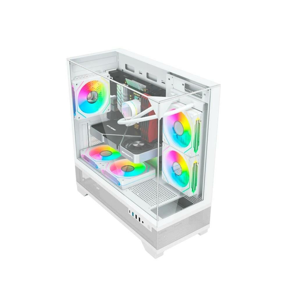 Gabinete Gamer Liketec Mahal Snow, Mid Tower, Teto e Laterais em Vidro Temperado, Branco, 2094
