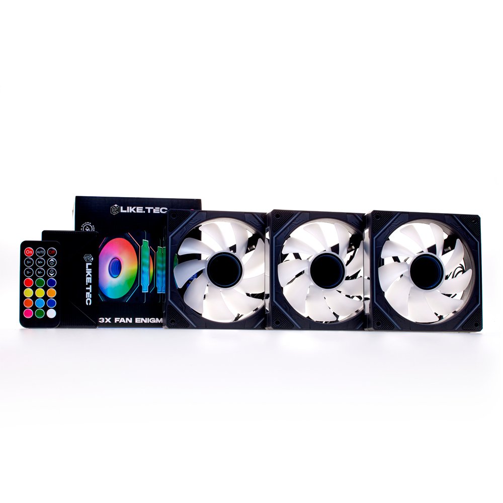 Kit de 3 Fans ARGB 120mm Liketec Enigma Dark ARGB, com Controladora, 2079