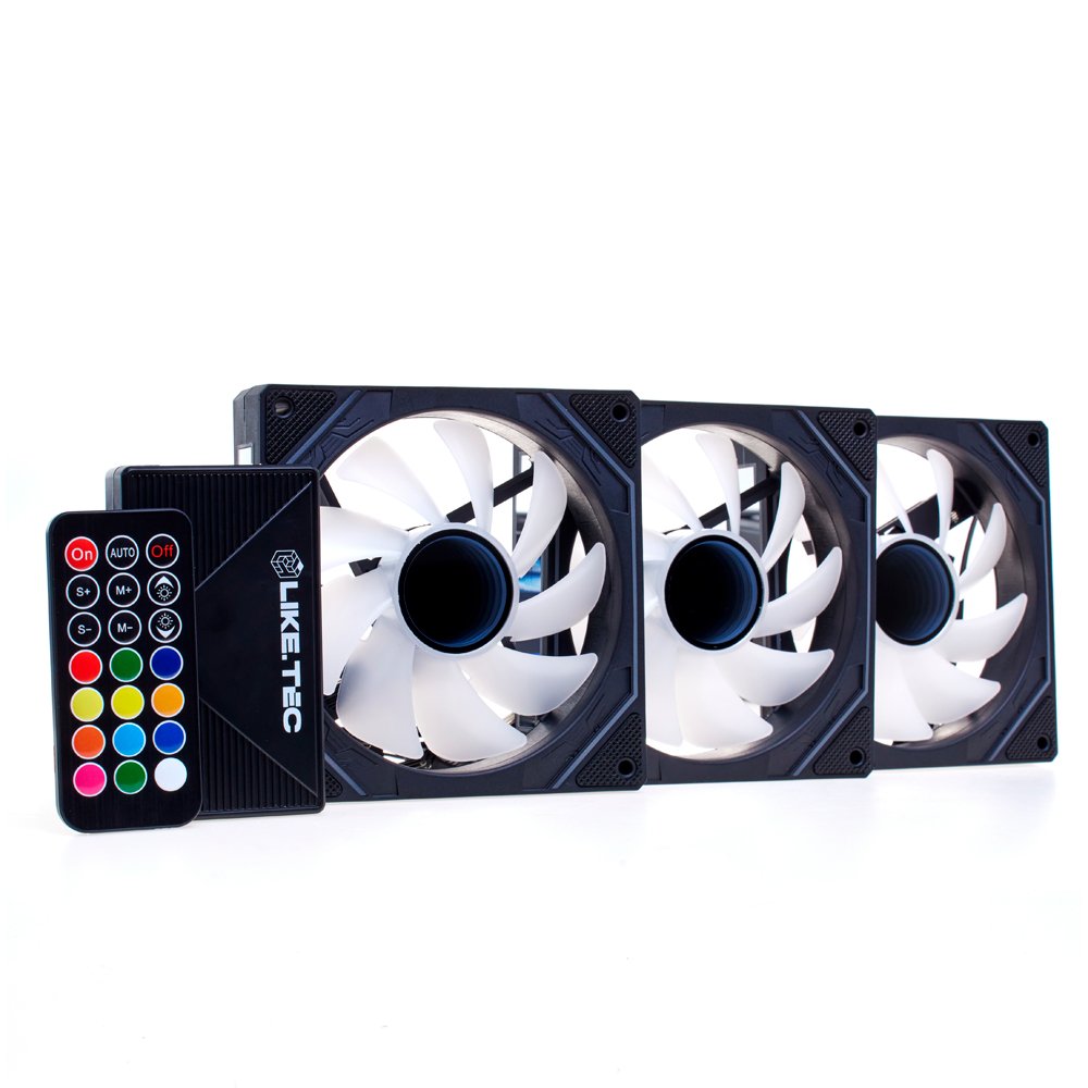 Kit de 3 Fans ARGB 120mm Liketec Enigma Dark ARGB, com Controladora, 2079