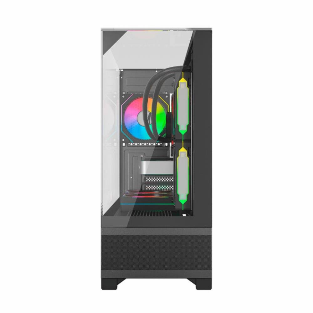 Gabinete Gamer Liketec Mahal Dark, Mid Tower, Teto e Laterais em Vidro Temperado, Preto, 2093