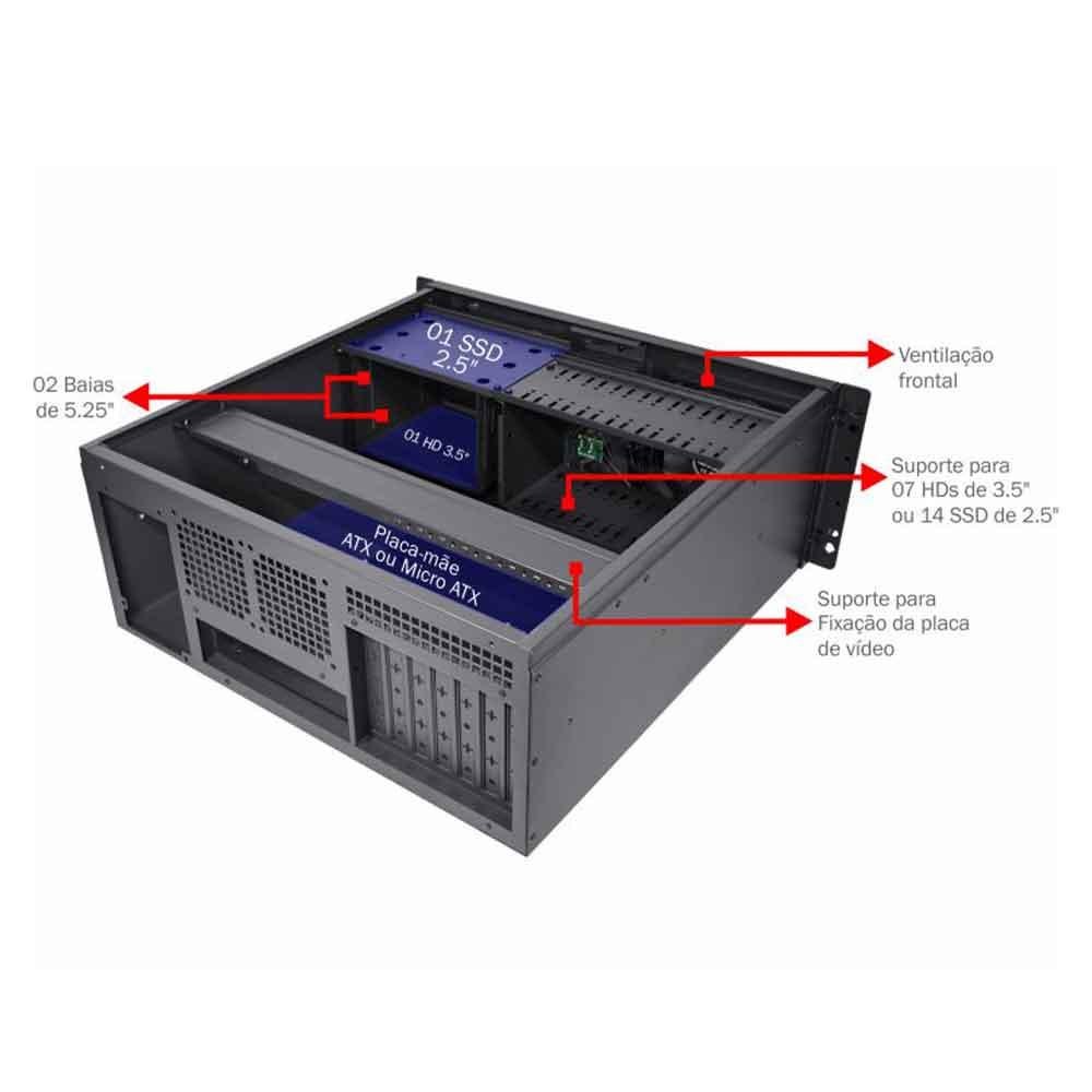 Gabinete K-mex Rack Sem Fonte Preto - Cr-s450