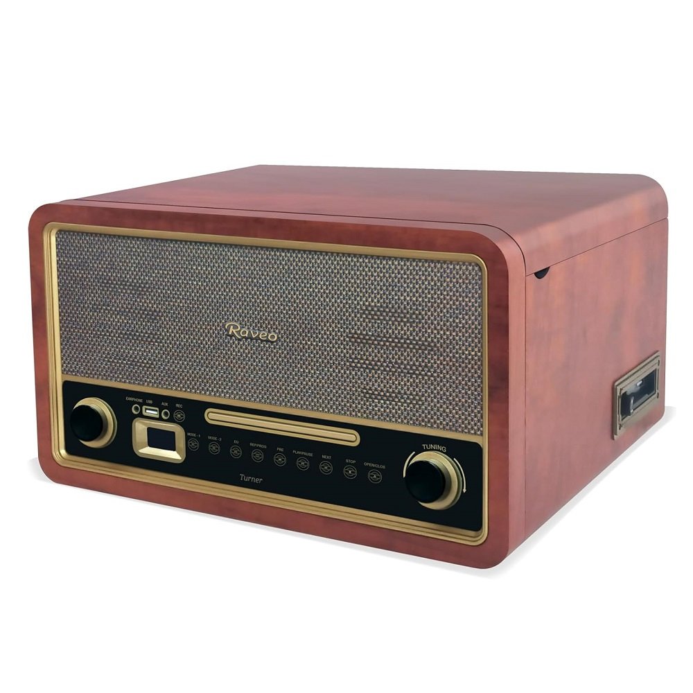 Vitrola Raveo Turner Toca-Discos Bluetooth USB CD K7 Fm 35W Marrom - 90-09028