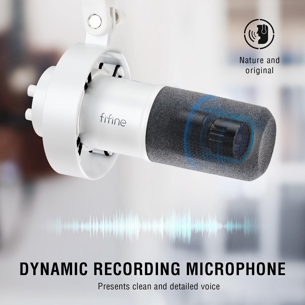 Microfone Dinâmico FIFINE K688W USB/XLR Branco