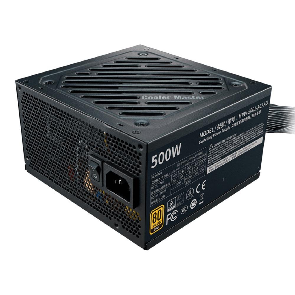 Fonte Cooler Master G500 500W, 80 Plus Gold, PFC Ativo, Preto