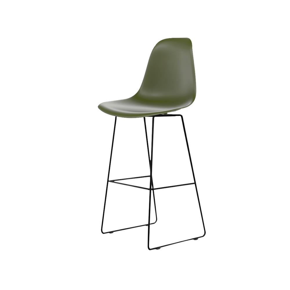 Banqueta Eames polipropileno Verde Militar Quad Preto