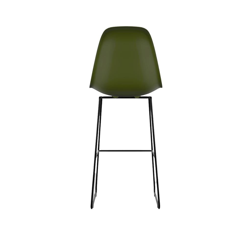 Banqueta Eames polipropileno Verde Militar Quad Preto
