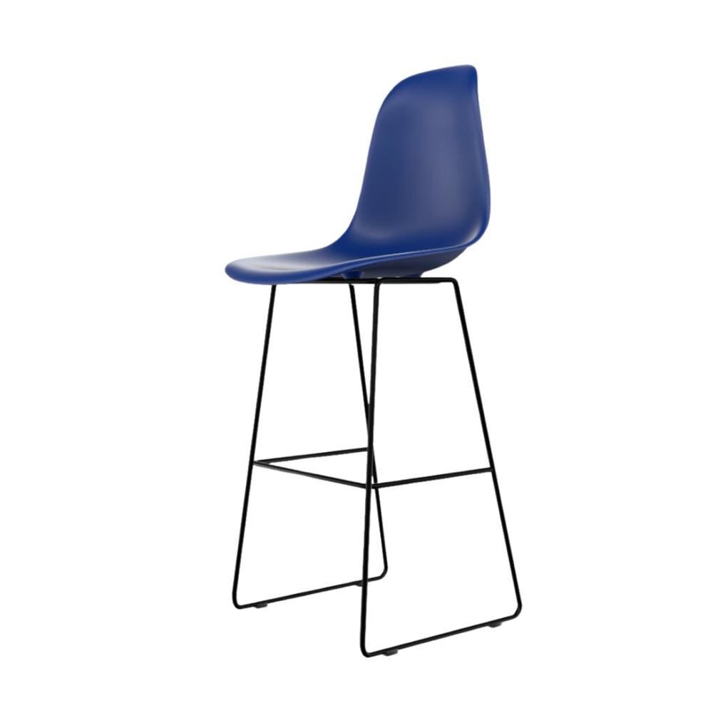 Banqueta Eames polipropileno Azul Bic Quad Preto