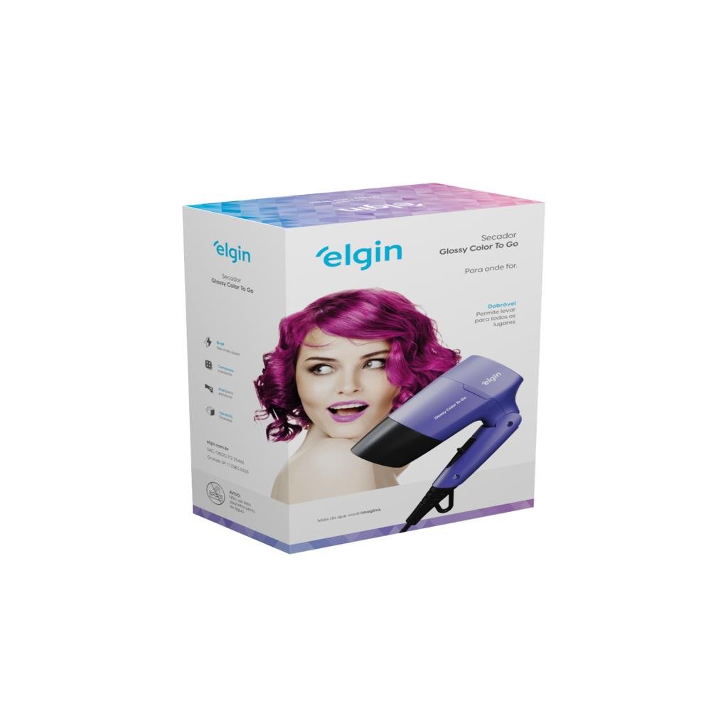 Secador Glossy Color To Go Elgin 1200W Bivolt