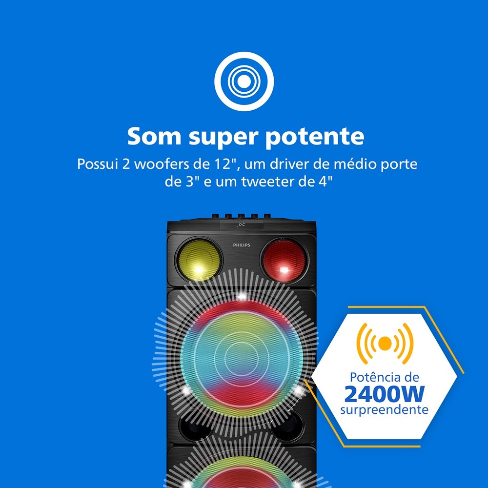Caixa De Som Philips Party Speaker TAX5509/78 - Bluetooth, 2400W, Preto