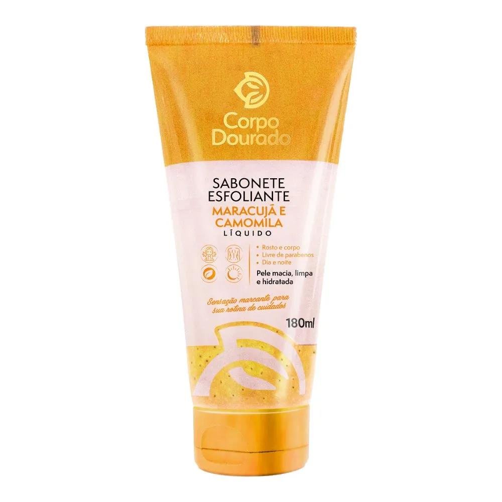 Sabonete Liquido Esfoliante Maracujá e Camomila Corpo Dourado 180ml.