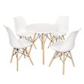 Conjunto Mesa Eames Dsw Redonda 70 centimetros Branca com quatro cadeiras Cad Saarinen Dsw Branco