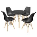 Conjunto Mesa Eames Dsw Redonda 70 centimetros Preta com quatro cadeiras Saarinen Dsw Preto