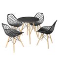 Conjunto Mesa Eames Dsw Redonda 70 centimetros Preta com quatro cadeiras Kayla Dsw Preto