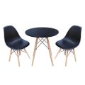 Conjunto Mesa Eames Dsw Redonda 70 centimetros Preta com duas cadeiras Cad Eames Dsw Preto