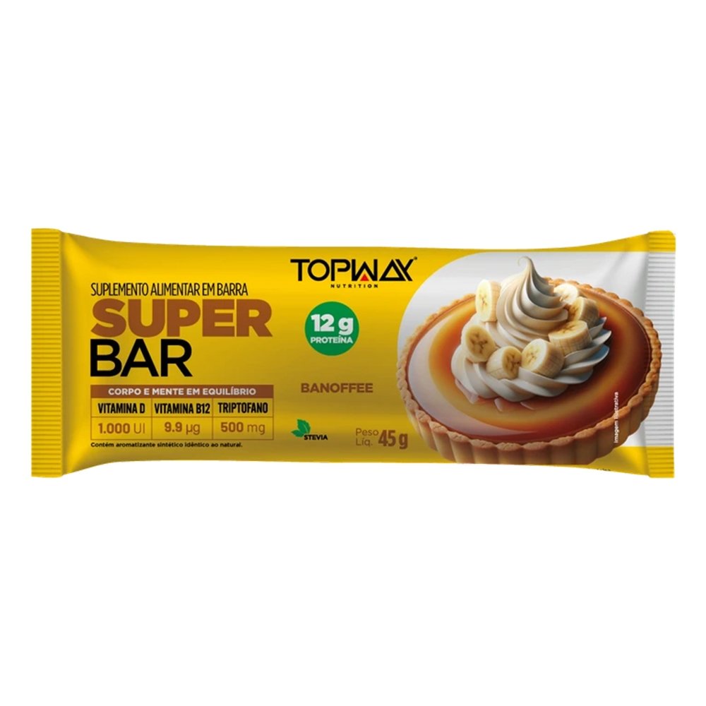 Barra de Proteína Topway Banoffe 45g - Embalagem com 12 Unidades