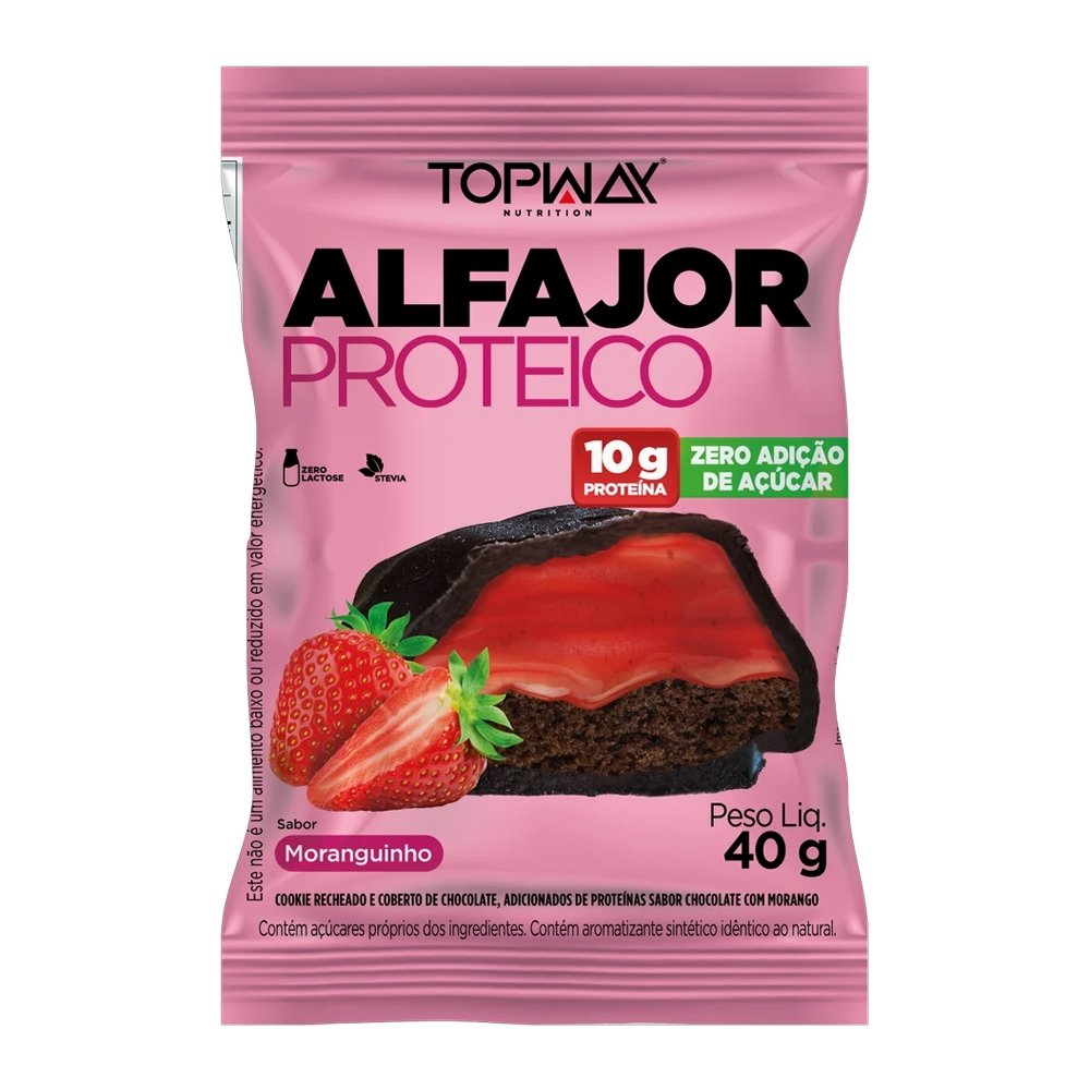 Alfajor Topway com Proteína Moranguinho 40g - Embalagem com 10 Unidades