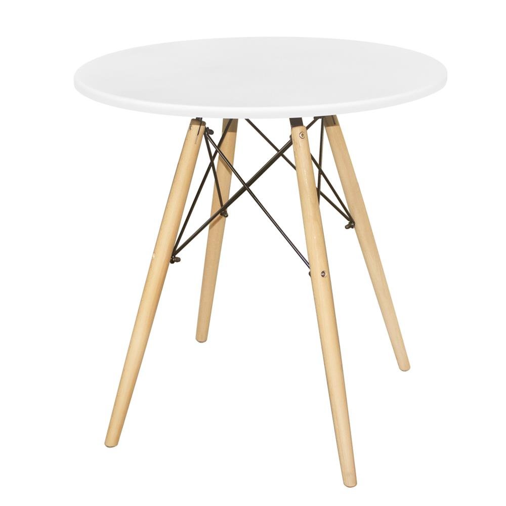 Mesa Eames Dsw Tampo Redondo Mdf Branco 70 centimetros