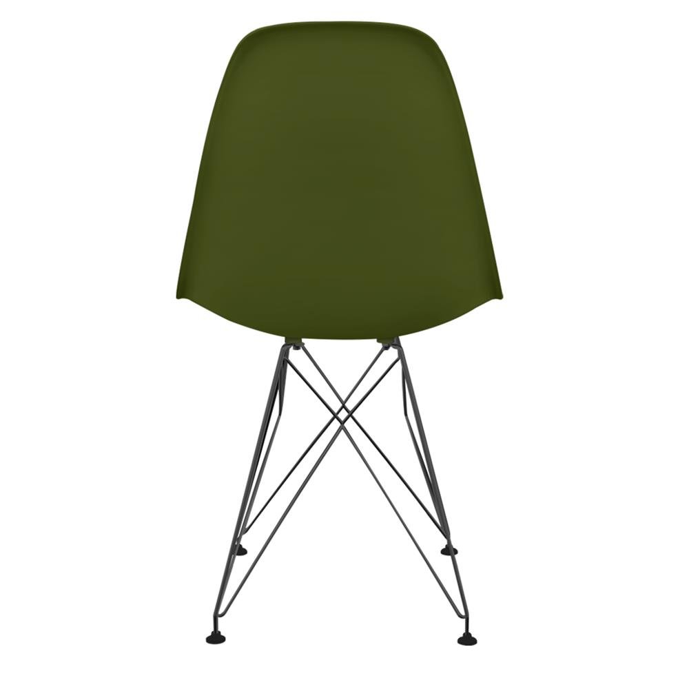 Cadeira Eames polipropileno Verde Militar Eiffel Preto