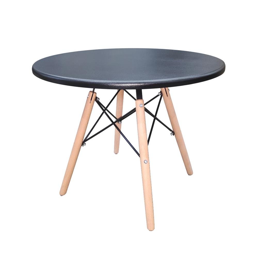 Mesa Eames Dsw Tampo Redondo Mdf Preto 60 centimetros