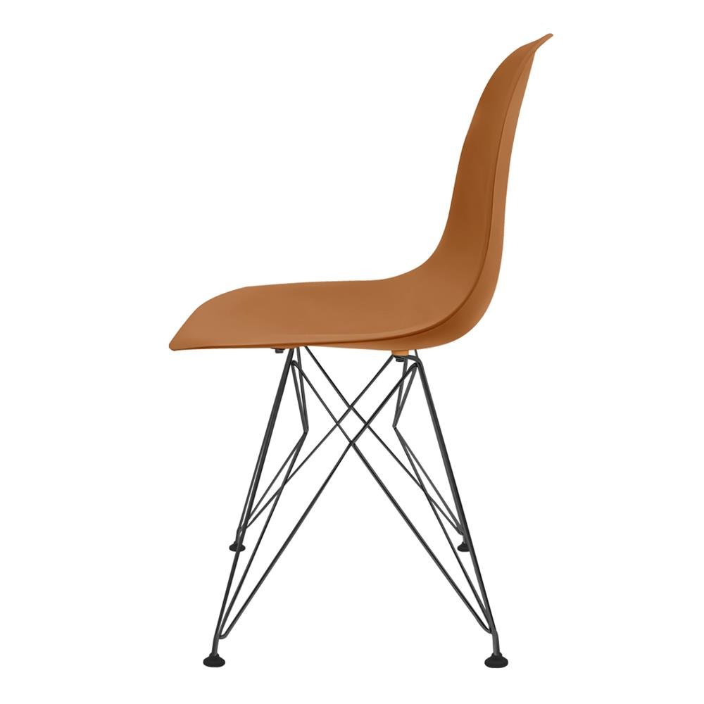 Cadeira Eames polipropileno Tangerina Eiffel Preto