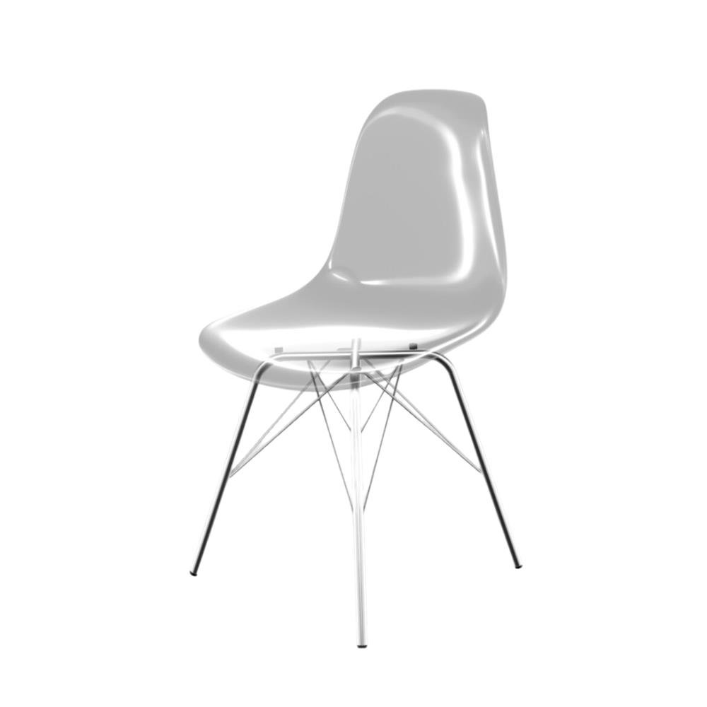 Cadeira Eames Policarbonato Fume Tower Cromado