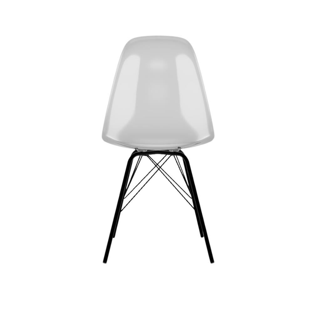 Cadeira Eames Policarbonato Transparente Tower Preto
