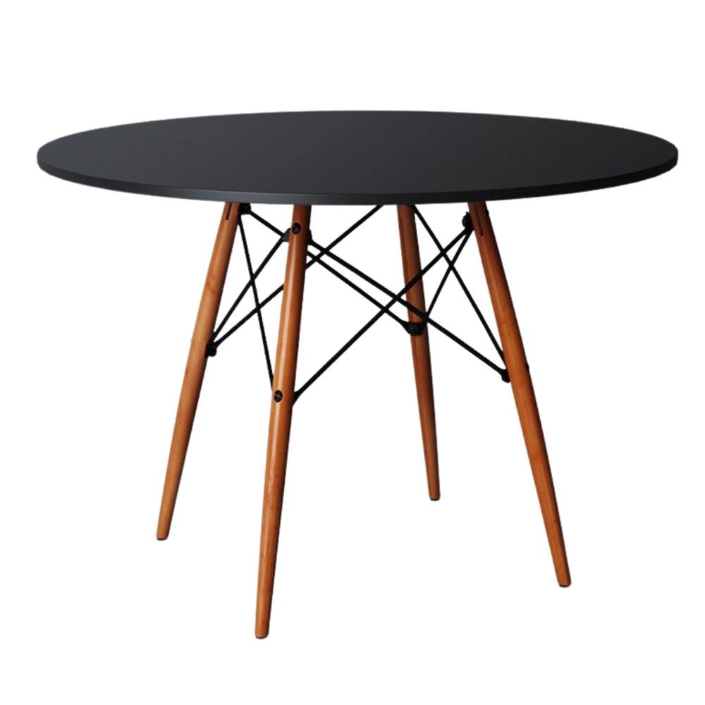 Mesa Eames Dsw Tampo Redondo Mdf Preto 90 centimetros