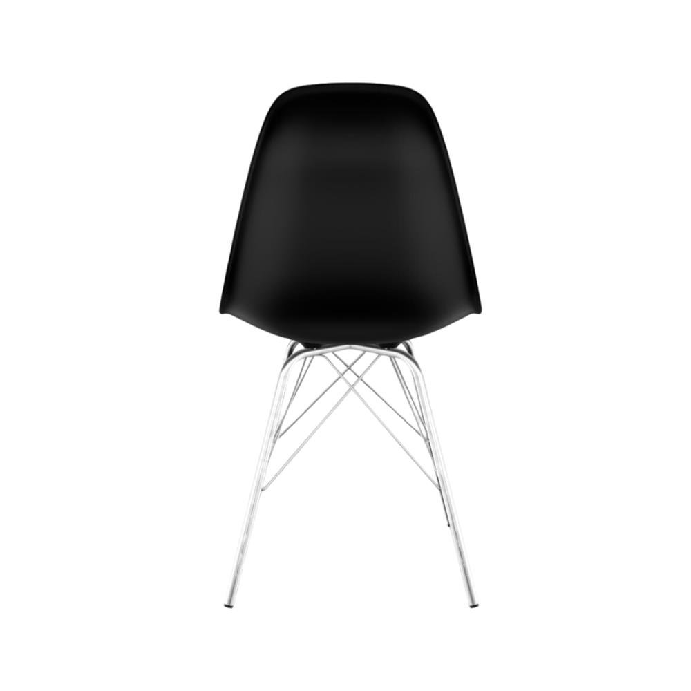 Cadeira Eames polipropileno Preta Tower Cromado