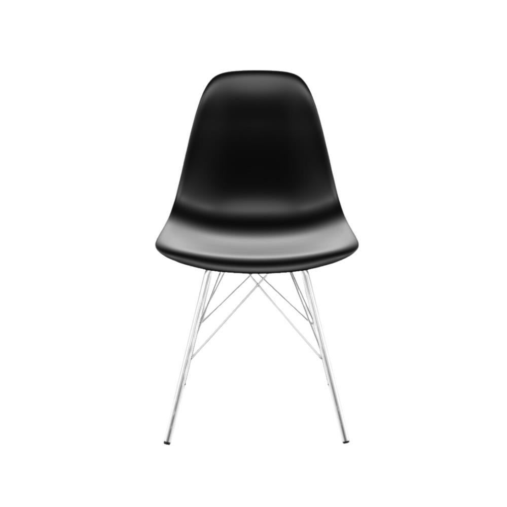 Cadeira Eames polipropileno Preta Tower Cromado