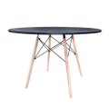 Mesa Eames Dsw Tampo Redondo Mdf Preto 110 centimetros