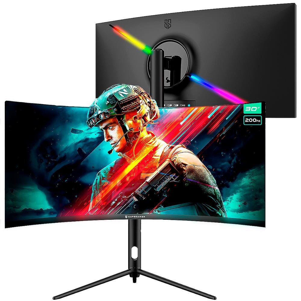 Monitor Gamer Ultrawide Curvo Safe Gamer 30 WFHD 200Hz 1MS HDMI DP VA Adaptive-sync Preto - MU030