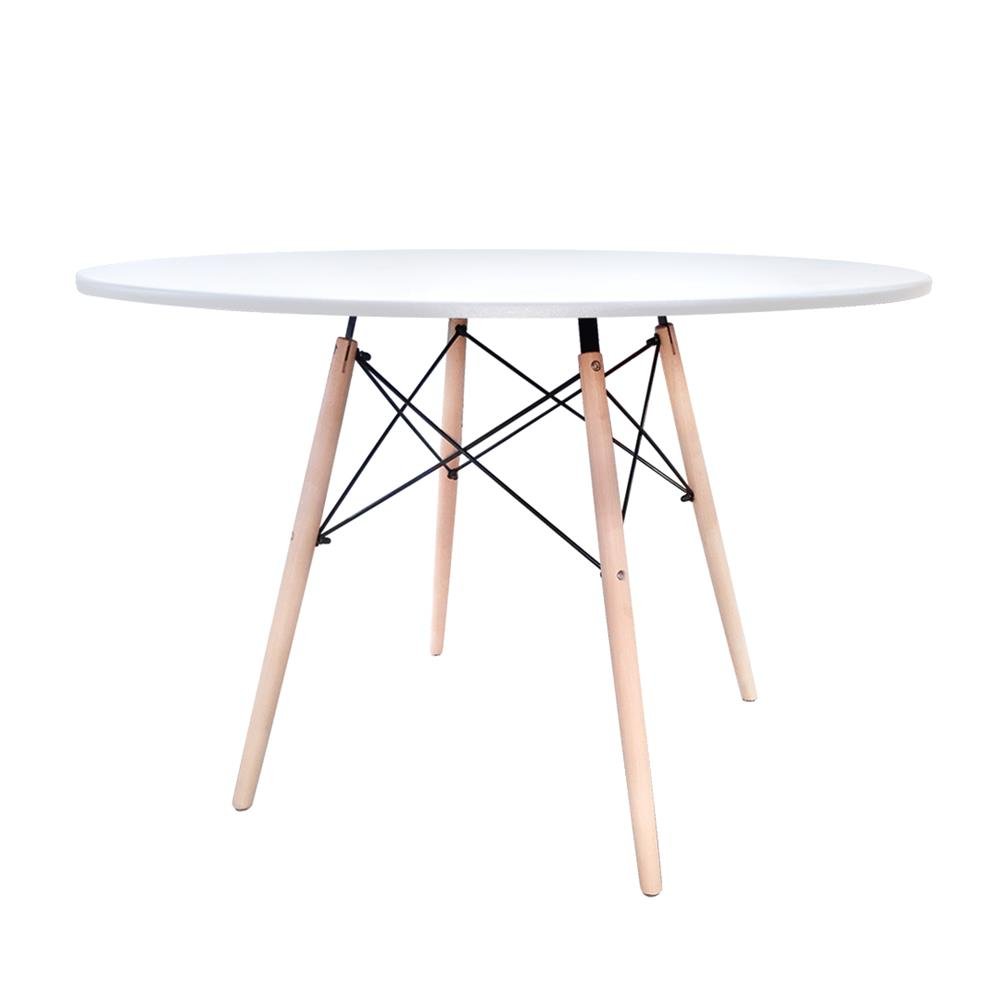 Mesa Eames Dsw Tampo Redondo Mdf Branco 110 centimetros