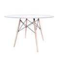 Mesa Eames Dsw Tampo Redondo Mdf Branco 110 centimetros