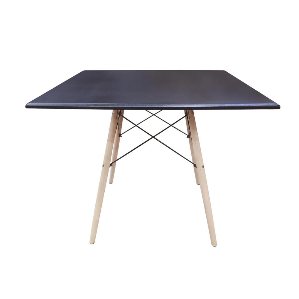 Mesa Eames Dsw Tampo Quadrado Mdf Preto 90X90 centimetros