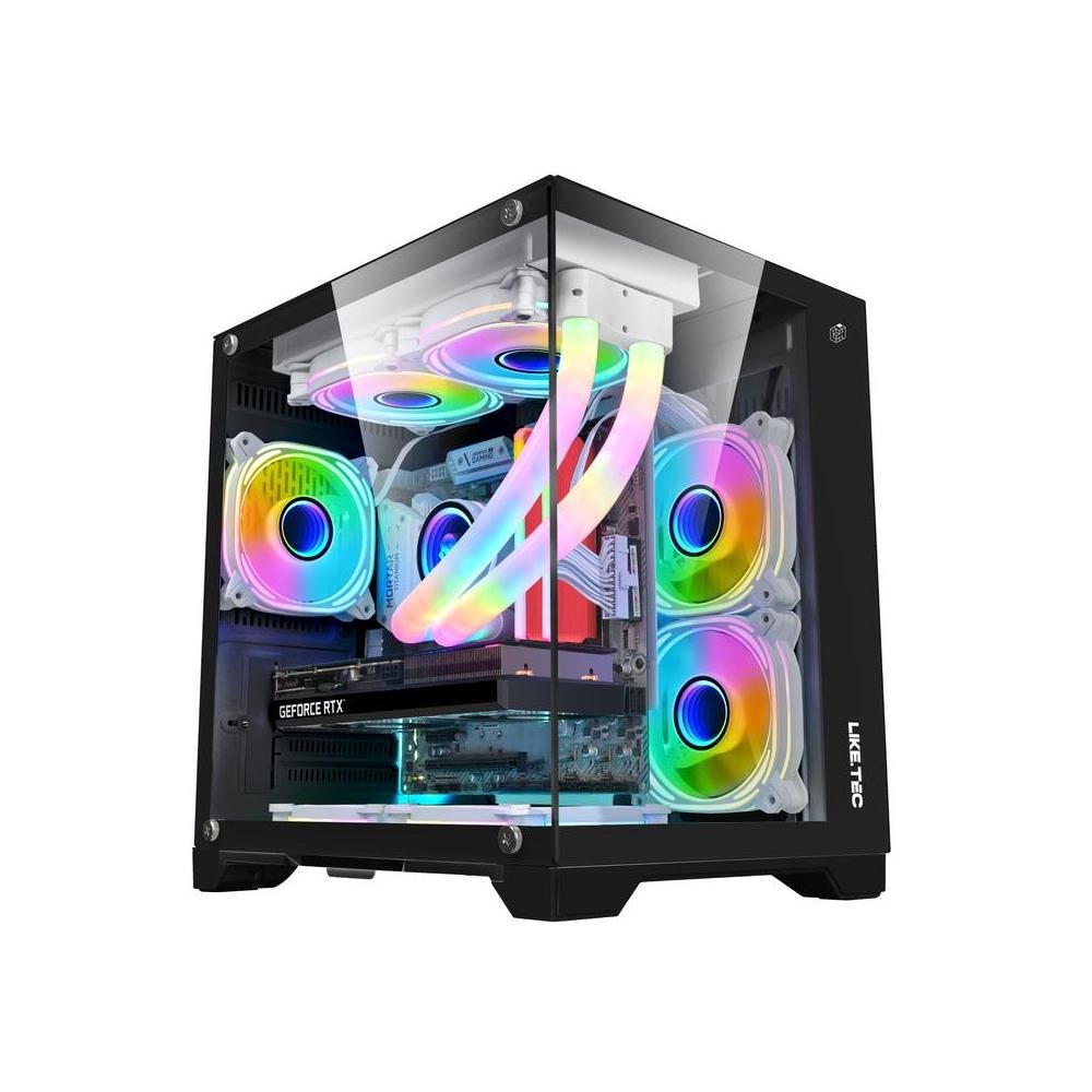 Gabinete Gamer Liketec Dasha Dark, Vidro temperado 4 mm, com 3X Fan, 1x USB 3.0, Preto - LC-CB2X2-DASHA-2039.
