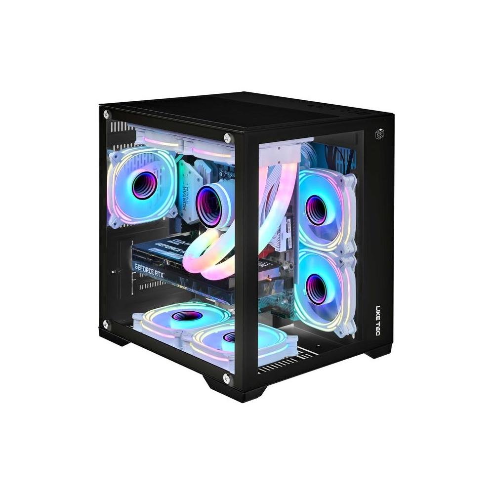 Gabinete Gamer Liketec Dasha Dark, Vidro temperado 4 mm, com 3X Fan, 1x USB 3.0, Preto - LC-CB2X2-DASHA-2039.