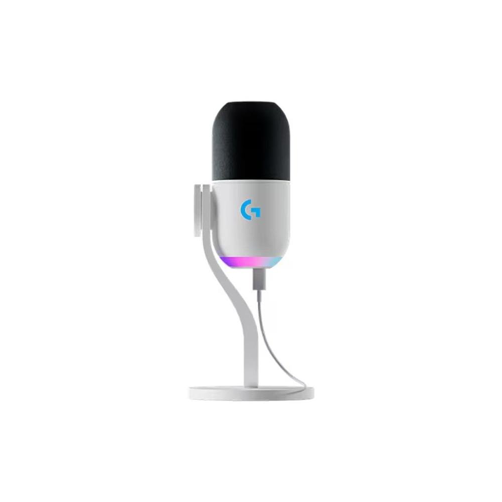 Microfone Condensador Gamer Logitech G Yeti GX com RGB LIGHTSYNC, USB Plug and Play para Gravacao de Conteudo e Streaming,Branco- 988-000575.