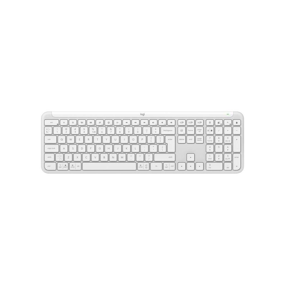 Teclado Sem Fio Logitech Signature Slim K950, Bluetooth ou USB, Logi Bolt, Pareamento com ate 3 dispositivos, Layout US, Branco - 920-012601.