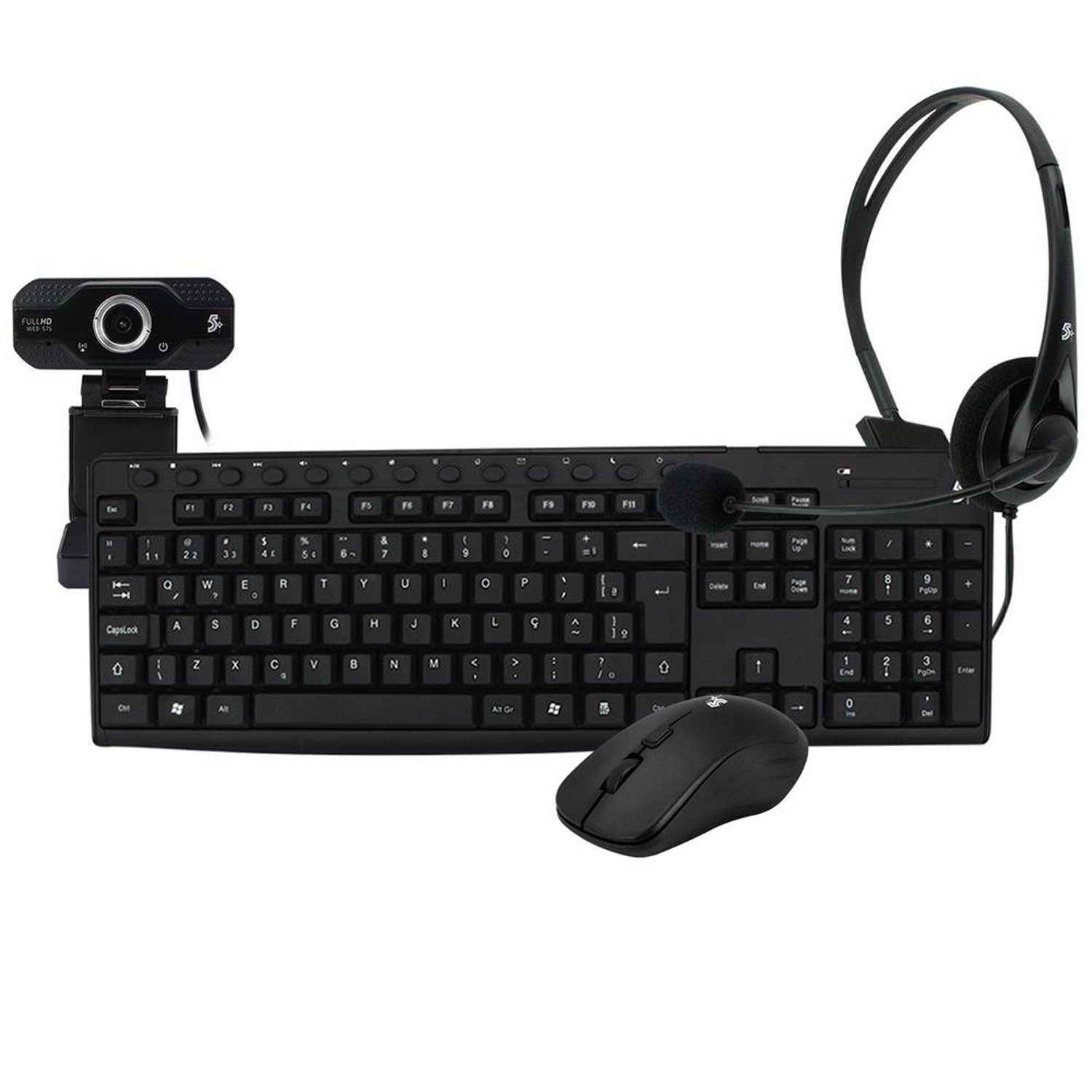 Combo Teclado Mouse sem Fio com Webcam 5+ Home Office Escritório