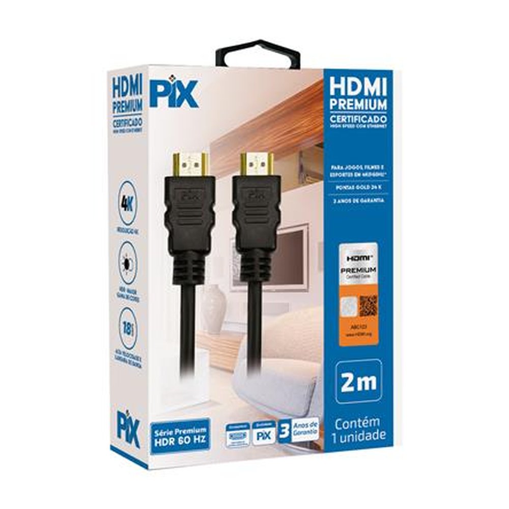 Cabo HDMI Premium Certificado High Speed Com Ethernet - 2 Metros