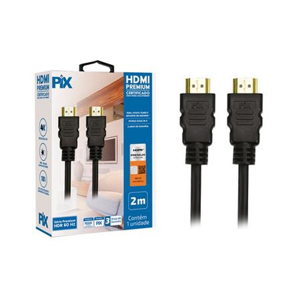 Cabo HDMI Premium Certificado High Speed Com Ethernet - 2 Metros