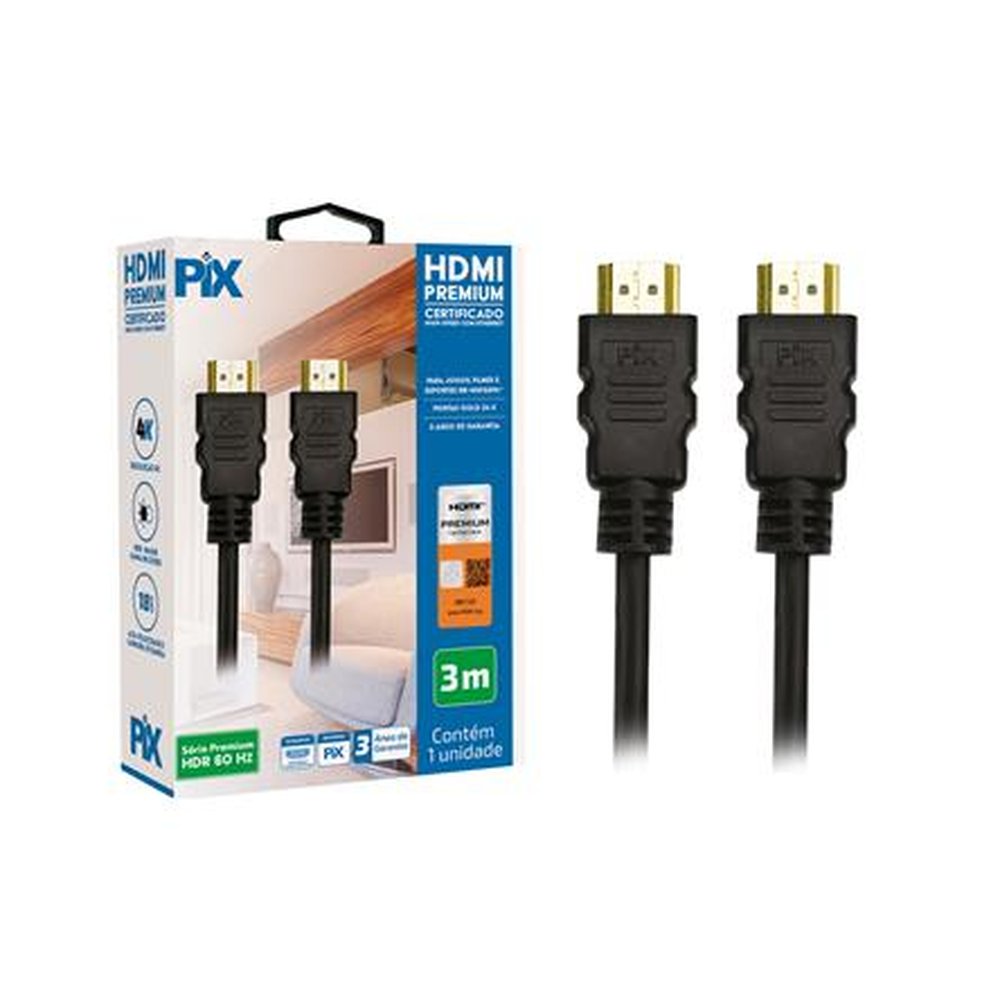 Cabo HDMI Premium Certificado High Speed Com Ethernet - 3 Metros
