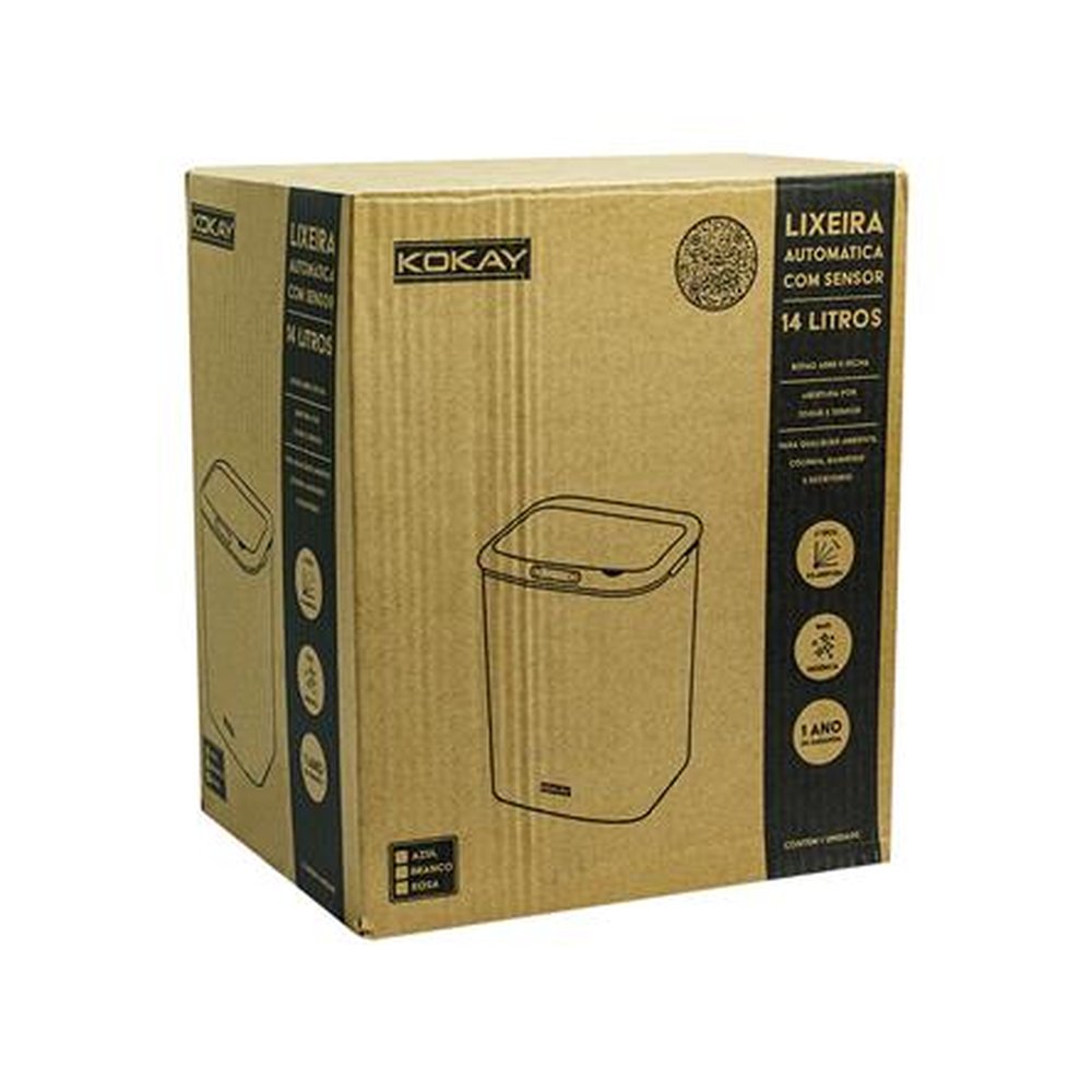 Lixeira Inteligente Automatica C/ Sensor De Aproximacao - 14 Litros PiLHa AA - Preta