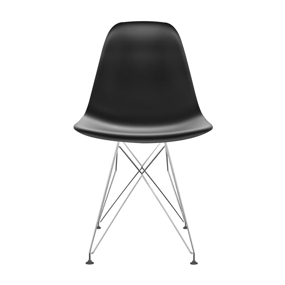 Cadeira Eames polipropileno Preta Eiffel Cromado