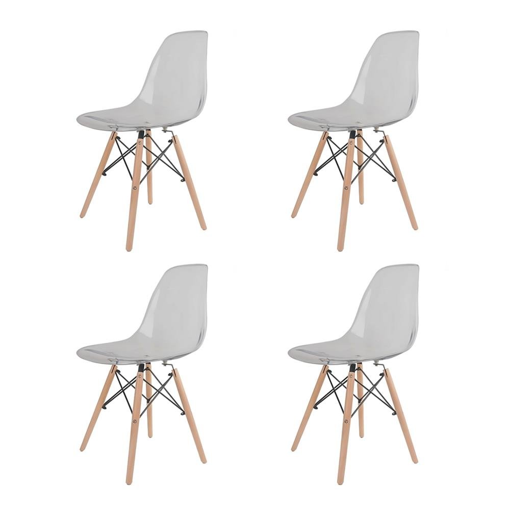 Cadeira Eames Policarbonato Fume Dsw caixa com quatro